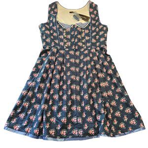 GloryStar Castlecore Pinup Dress German Bavarian Dirndl Size M Blue Pink Roses